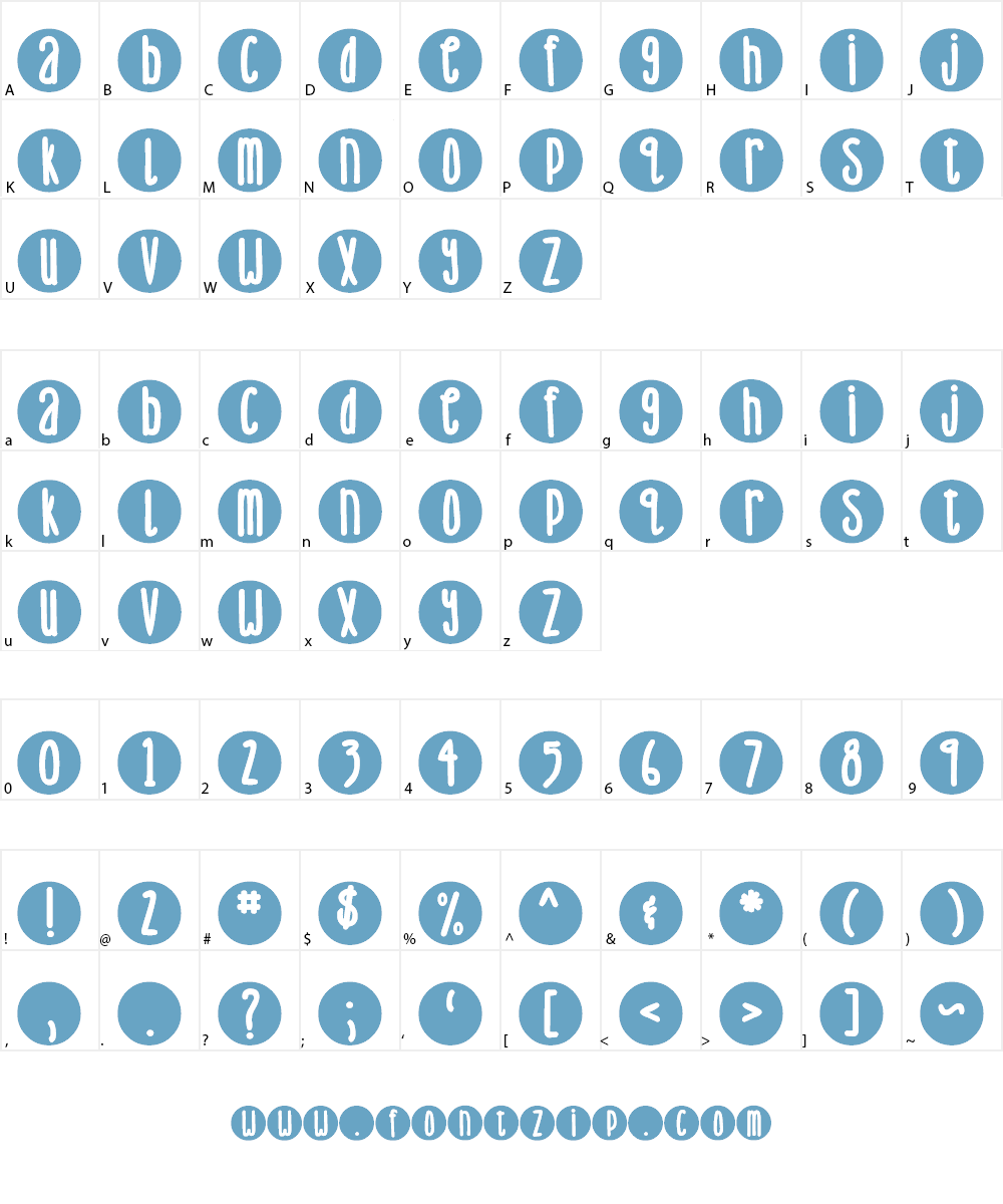 DJB Lemon Head Dots Font Character